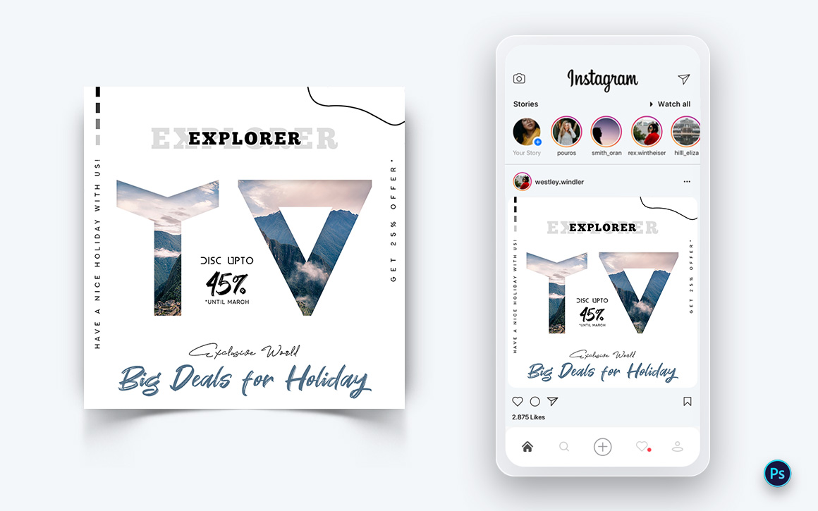 Travel Explorer and Tour Social Media Post Design Template-14