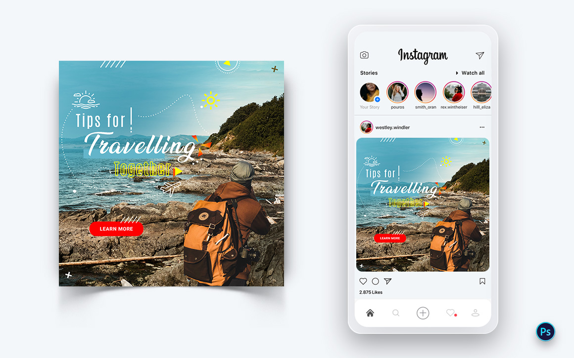 Travel Explorer and Tour Social Media Post Design Template-16