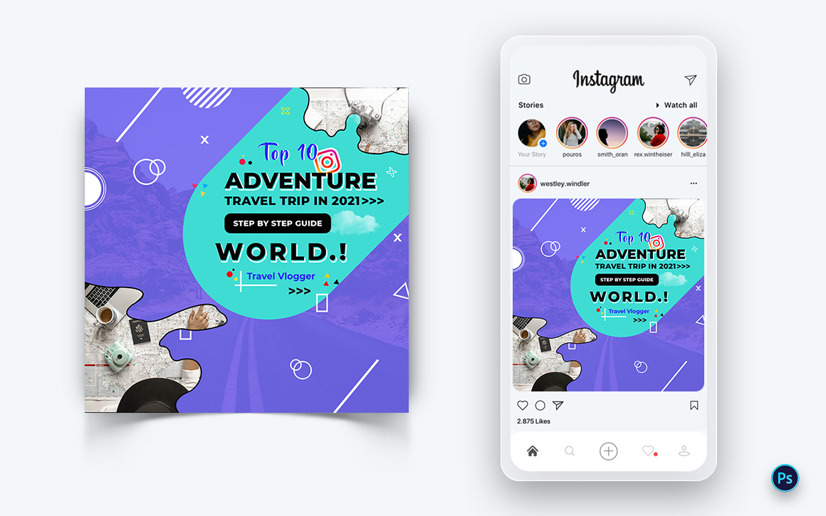 Travel Explorer and Tour Social Media Post Design Template-21