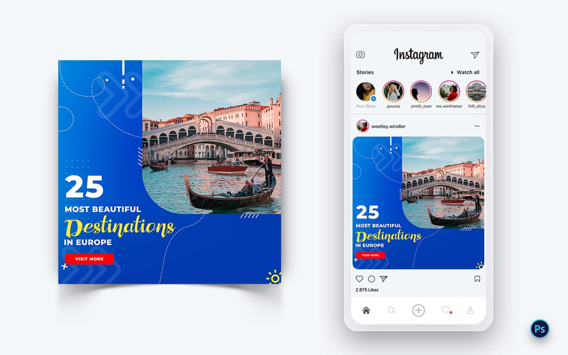 Travel Explorer and Tour Social Media Post Design Template-22