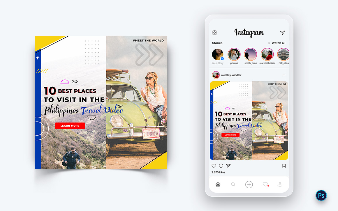 Travel Explorer and Tour Social Media Post Design Template-24