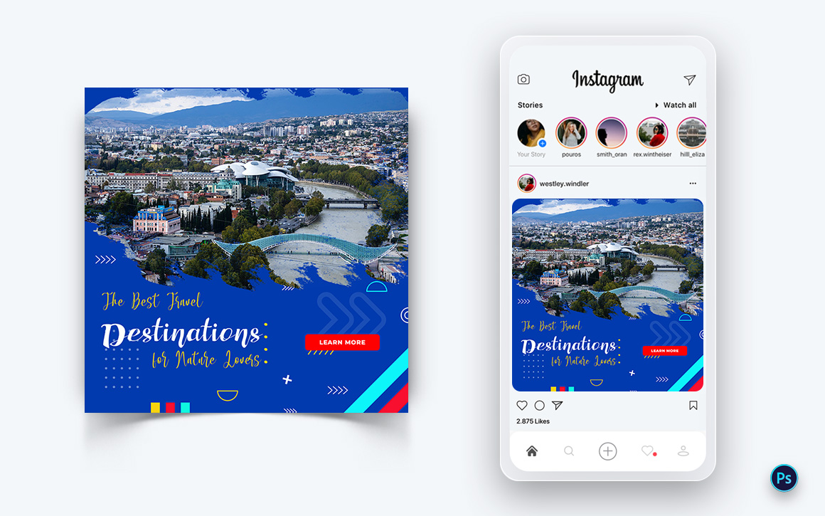 Travel Explorer and Tour Social Media Post Design Template-26