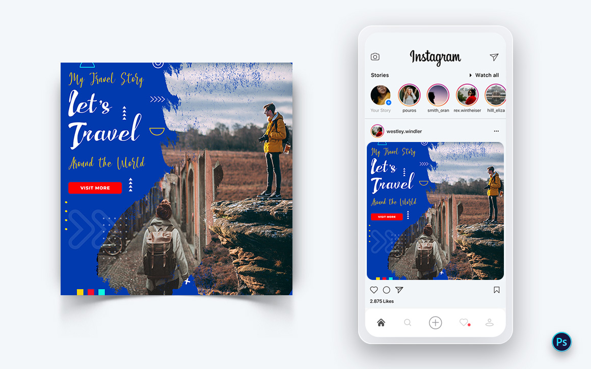 Travel Explorer and Tour Social Media Post Design Template-27