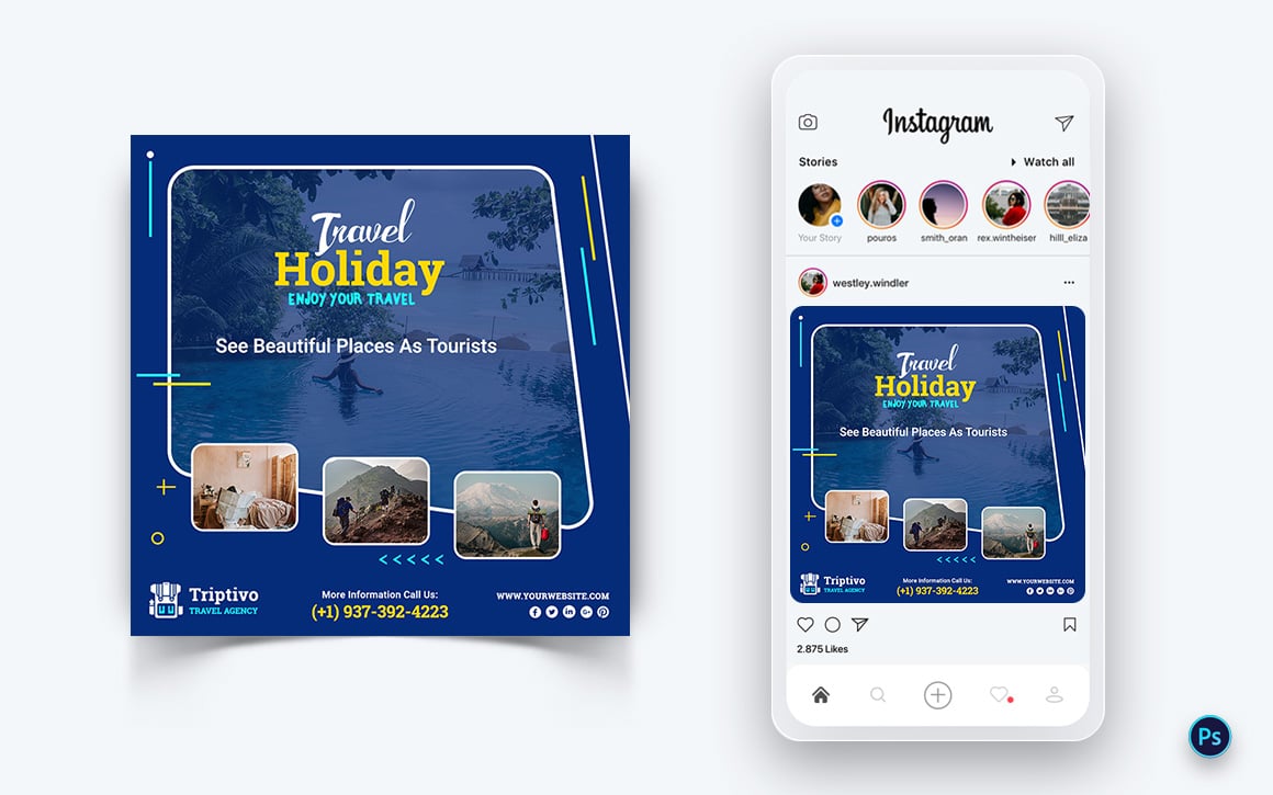 Trip and Travel Social Media Post Design Template-12