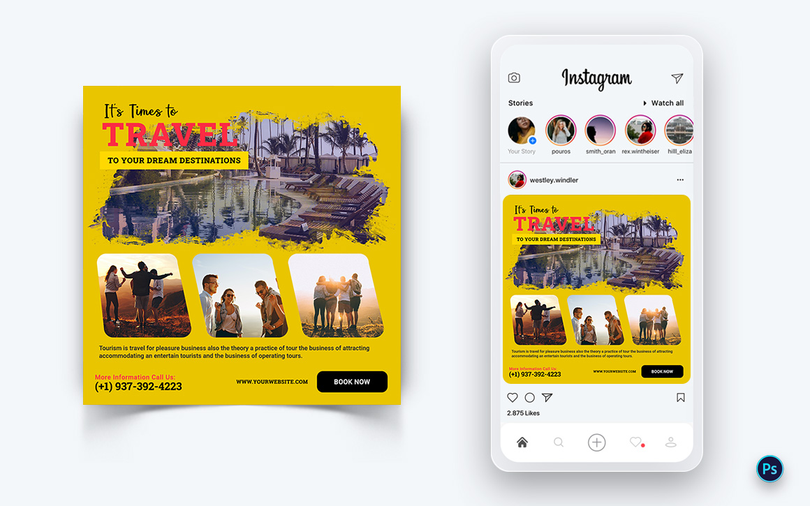 Trip and Travel Social Media Post Design Template-14