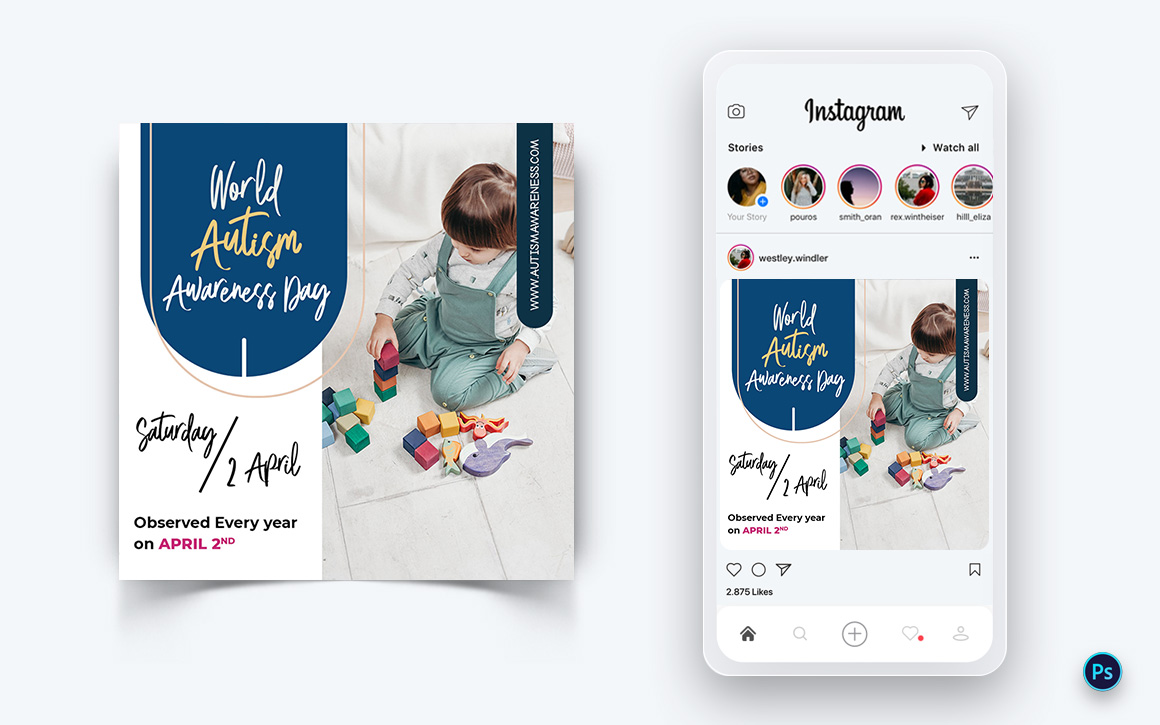 World Autism Awareness Day Social Media Post Design Template-16