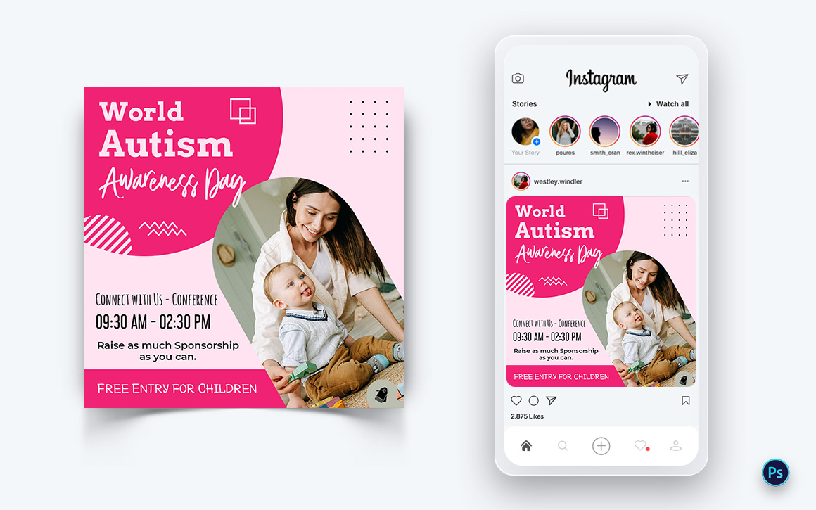 World Autism Awareness Day Social Media Post Design Template-18