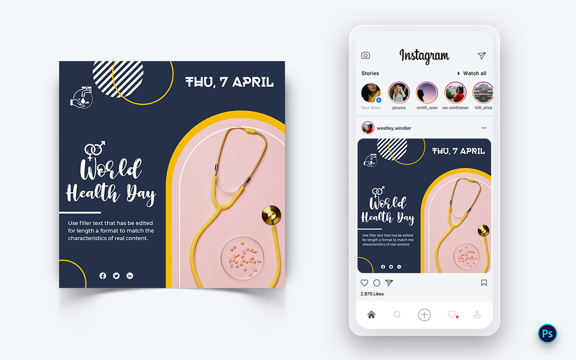 World Health Day Social Media Post Design Template-13