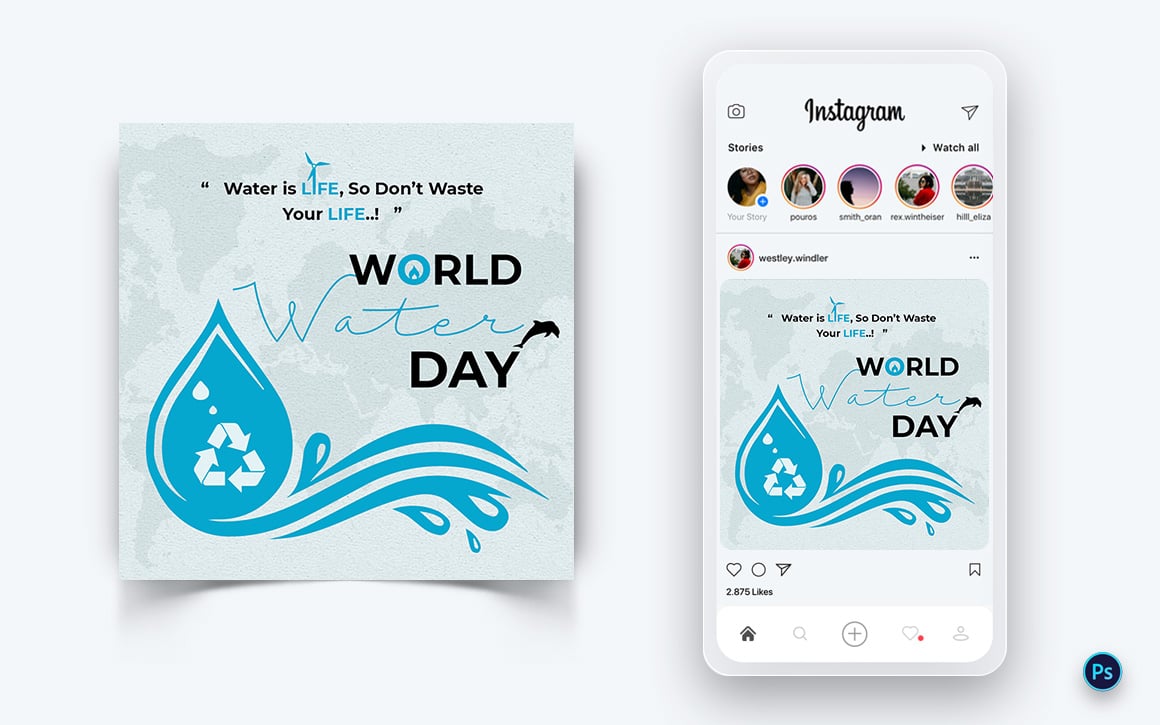 World Water Day Social Media Post Design Template-12