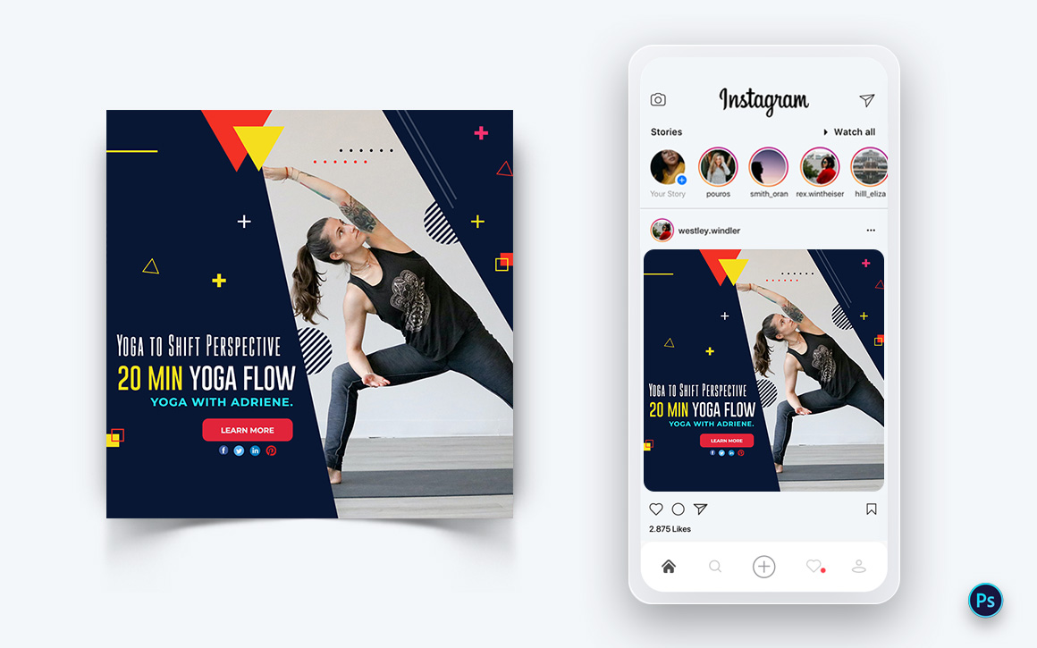 Yoga and Meditation Social Media Post Design Template-04