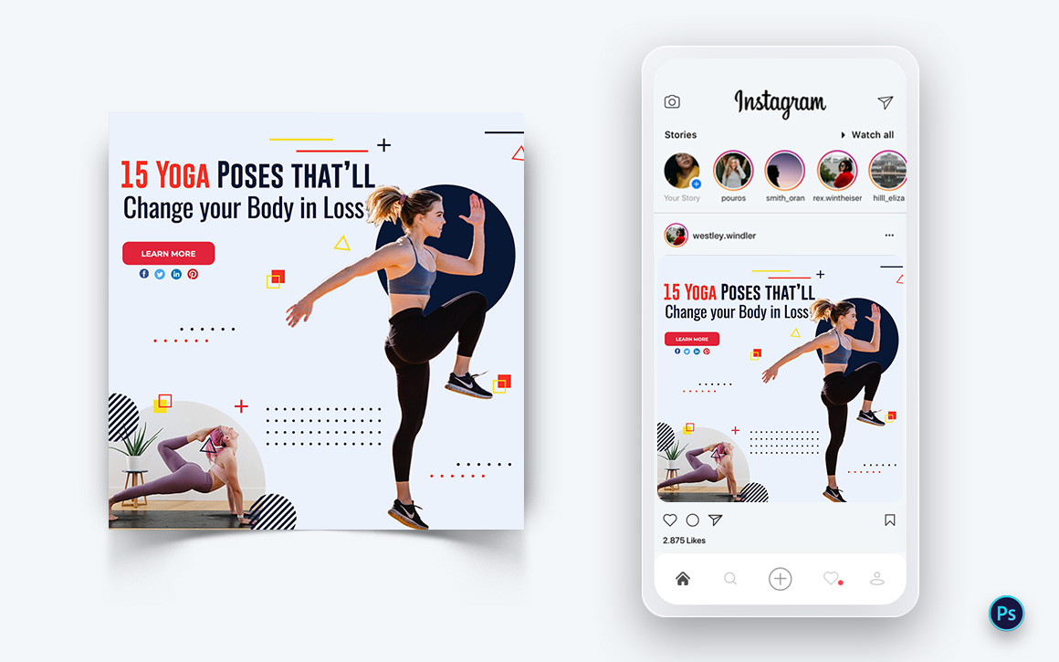 Yoga and Meditation Social Media Post Design Template-07