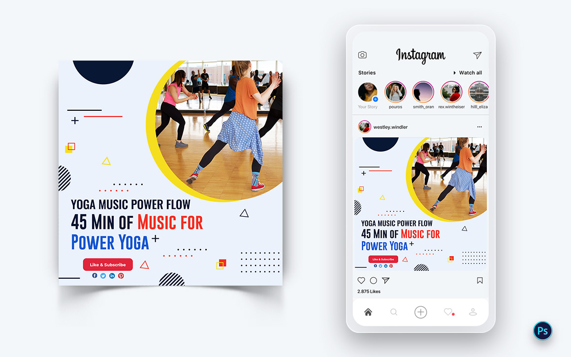 Yoga and Meditation Social Media Post Design Template-08