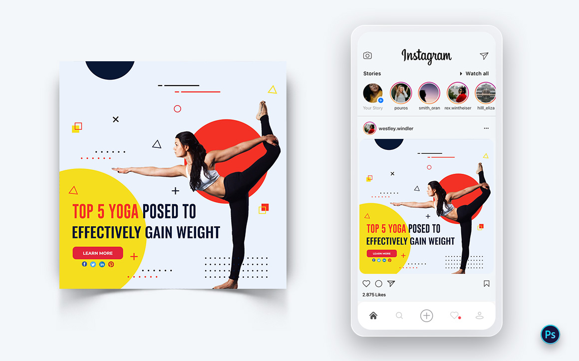 Yoga and Meditation Social Media Post Design Template-09