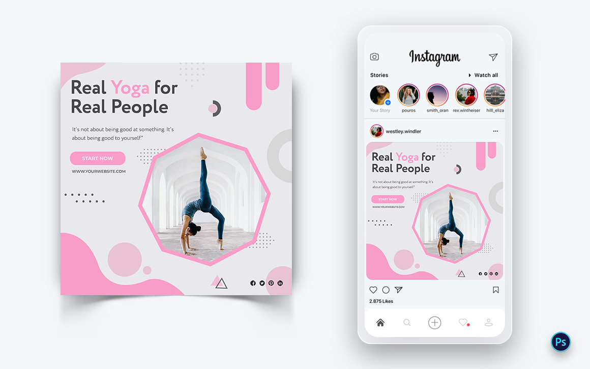 Yoga and Meditation Social Media Post Design Template-11