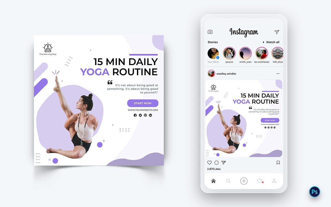 Yoga and Meditation Social Media Post Design Template-12