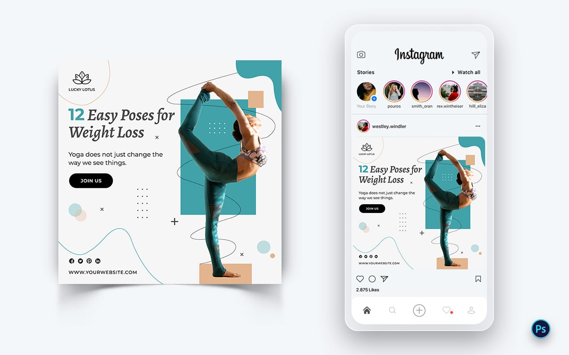 Yoga and Meditation Social Media Post Design Template-19