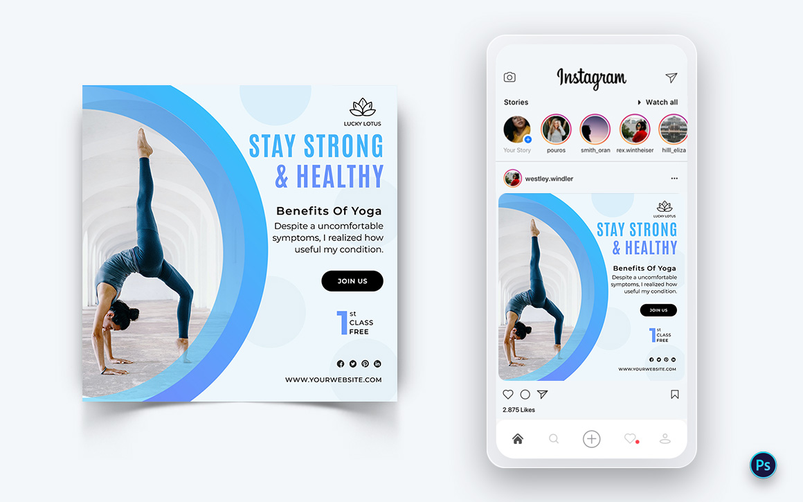 Yoga and Meditation Social Media Post Design Template-20