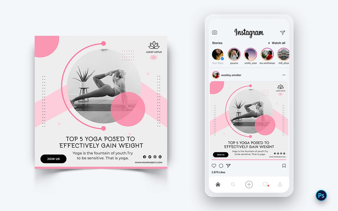 Yoga and Meditation Social Media Post Design Template-21