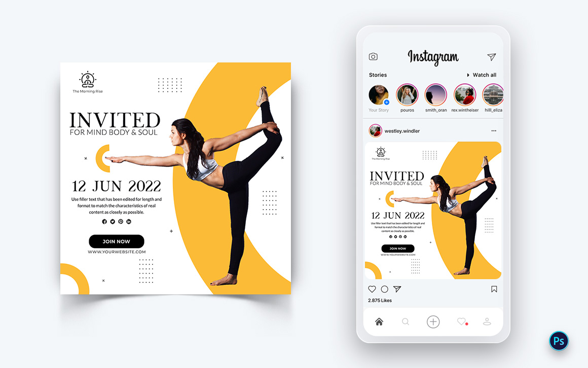 Yoga and Meditation Social Media Post Design Template-27