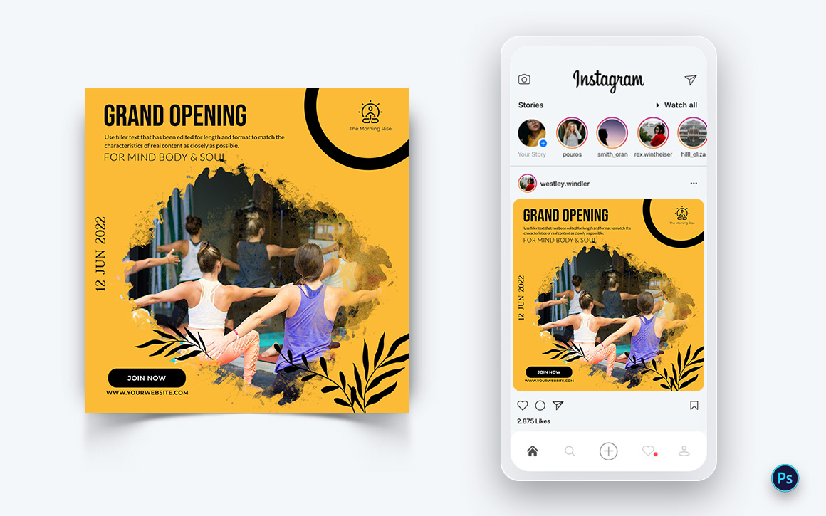 Yoga and Meditation Social Media Post Design Template-28