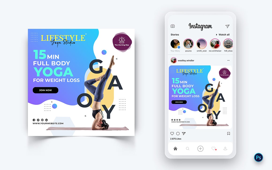 Yoga and Meditation Social Media Post Design Template-33