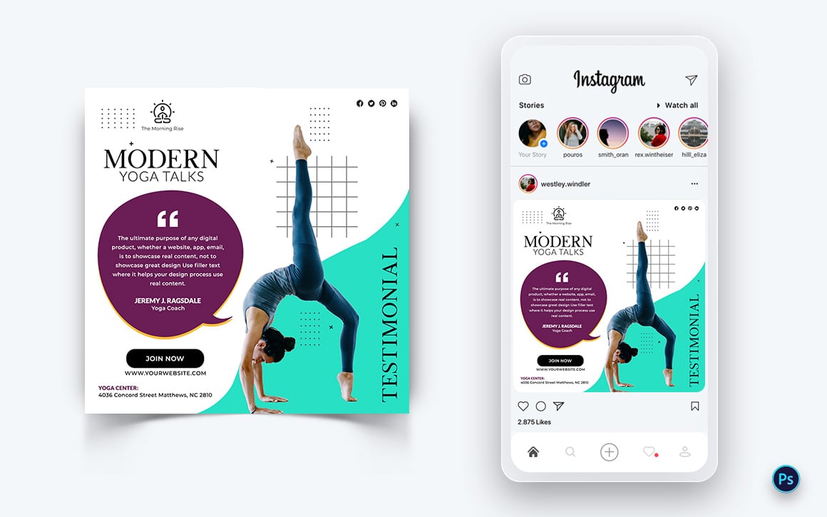 Yoga and Meditation Social Media Post Design Template-35