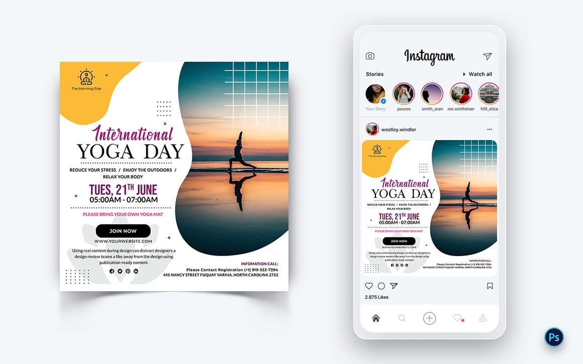 Yoga and Meditation Social Media Post Design Template-37