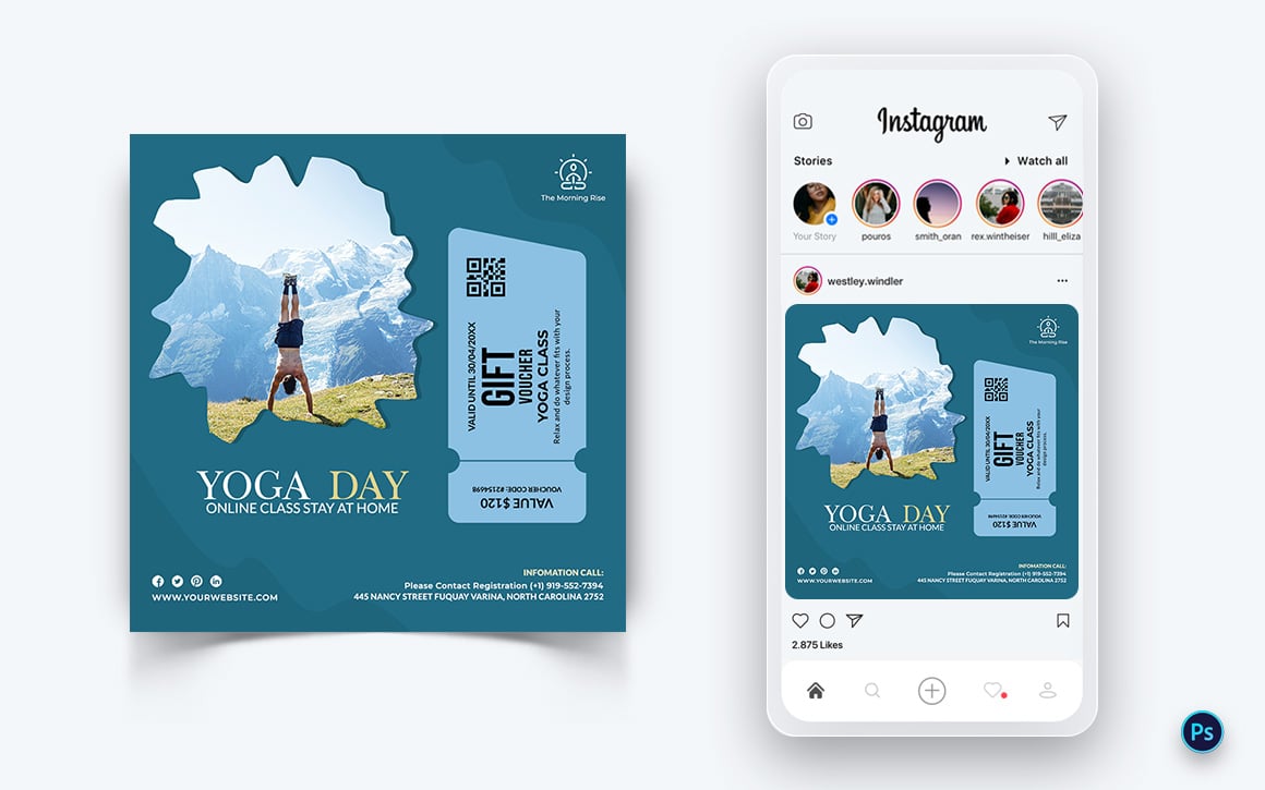 Yoga and Meditation Social Media Post Design Template-44