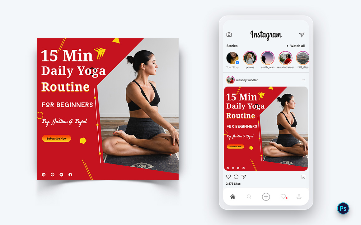 Yoga and Meditation Social Media Post Design Template-48