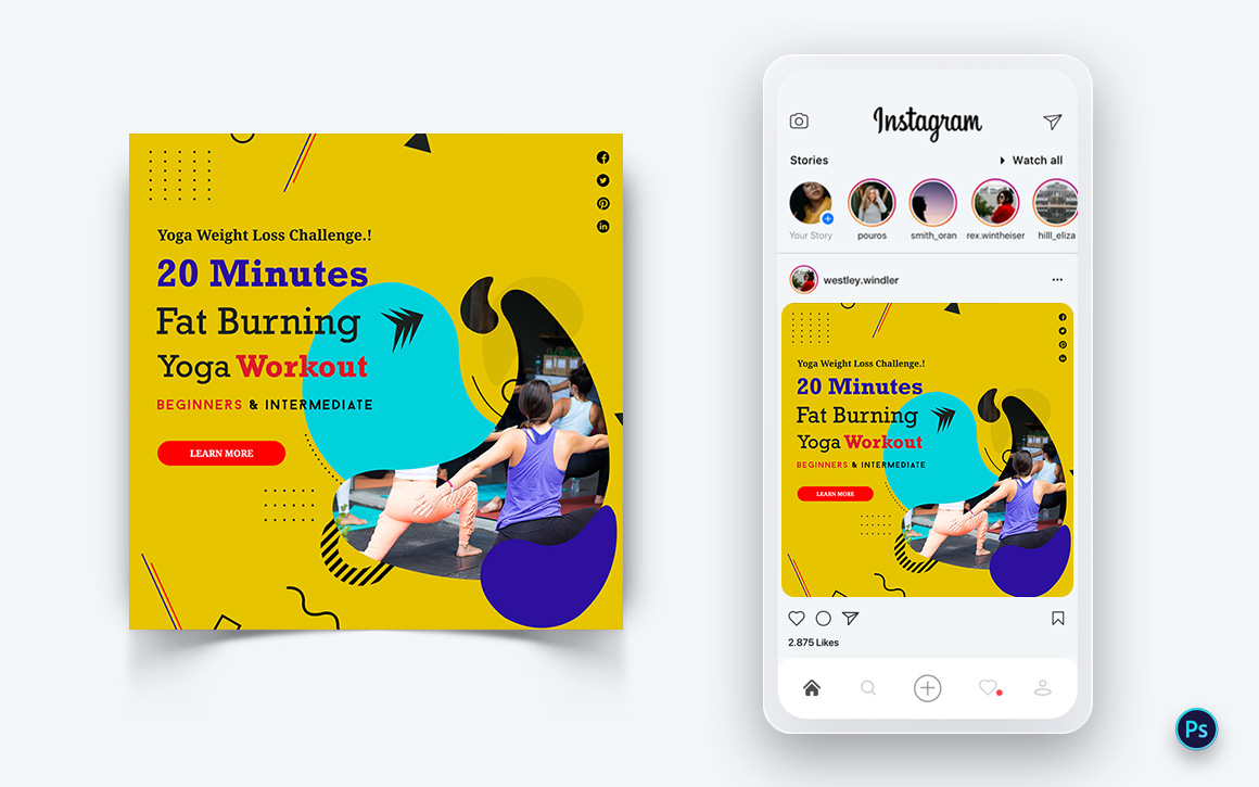 Yoga and Meditation Social Media Post Design Template-49