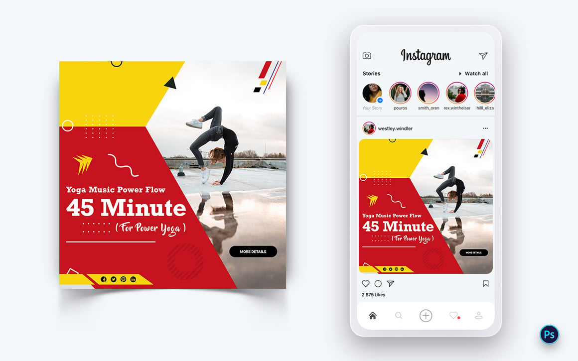 Yoga and Meditation Social Media Post Design Template-51