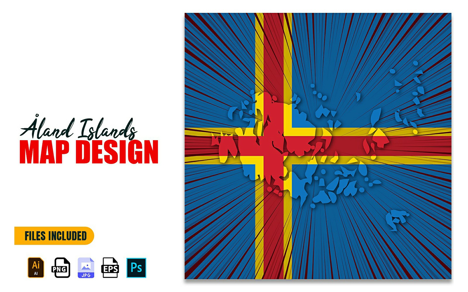 Aland Islands Independence Day Map Design Illustration