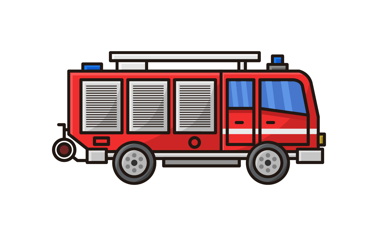 Fire truck illustrated in vector on a  background