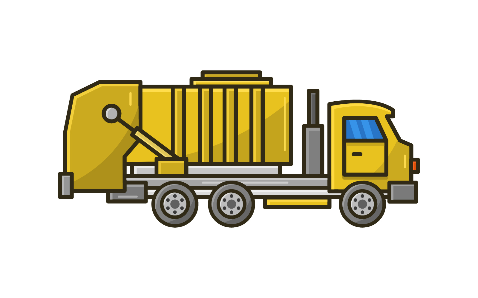 Garbage truck illustrated in vector on a white background
