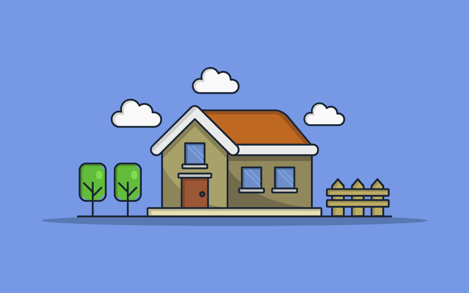 Vectorized illustrated house on white
