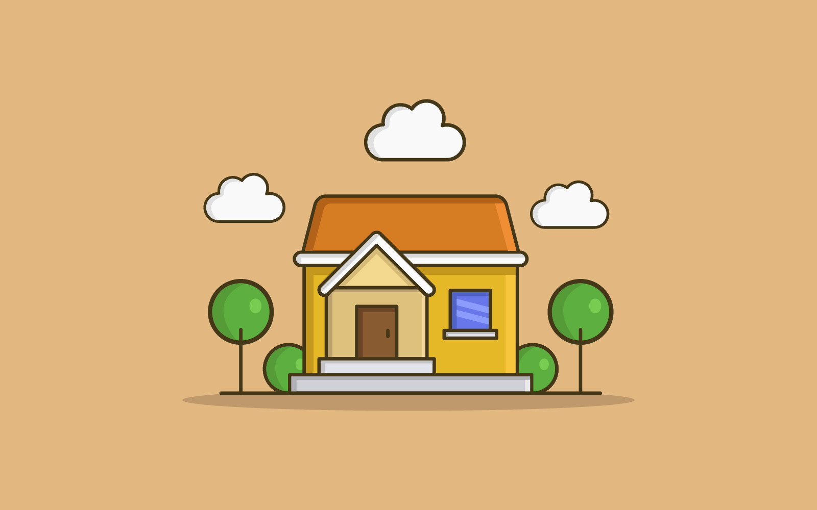 Vectorized and colored illustrated house on a white background