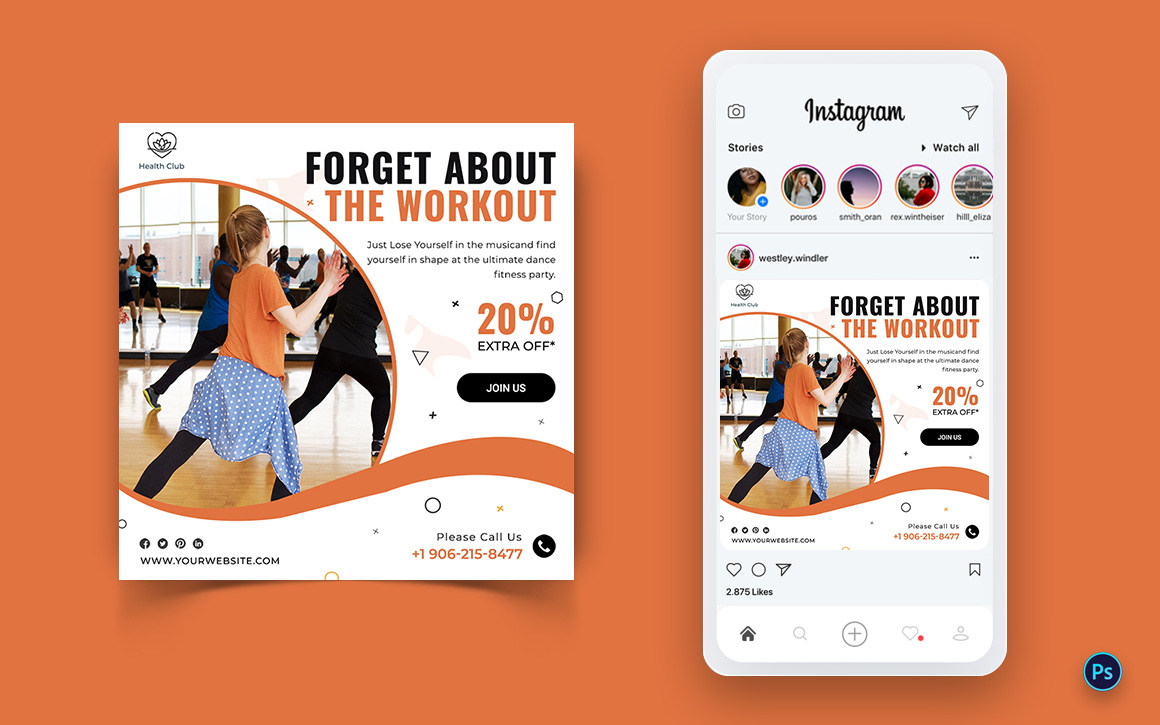 Zumba Dance Studio Social Media Post Design Template-03