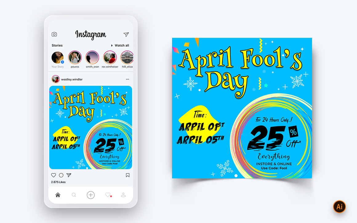 April Fools Day Social Media Post Design Template-04