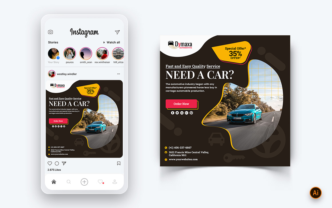 Automotive Service Social Media Post Design Template-06