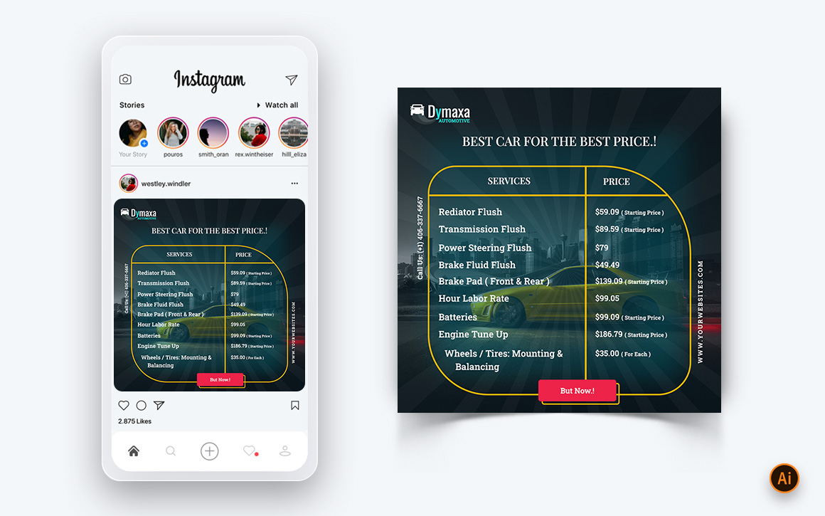 Automotive Service Social Media Post Design Template-07