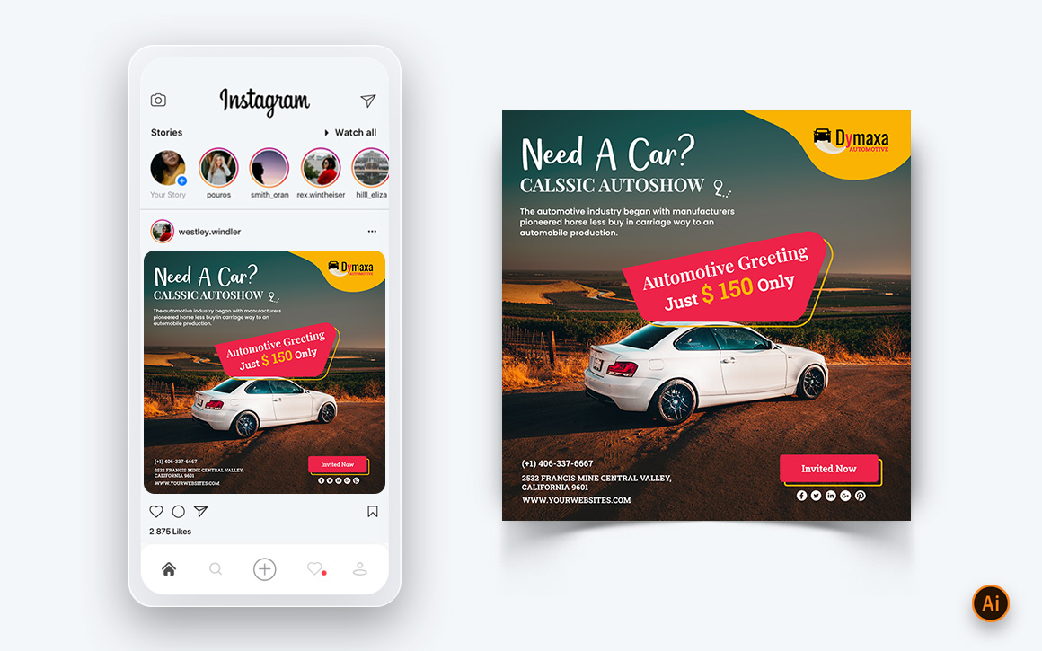 Automotive Service Social Media Post Design Template-12