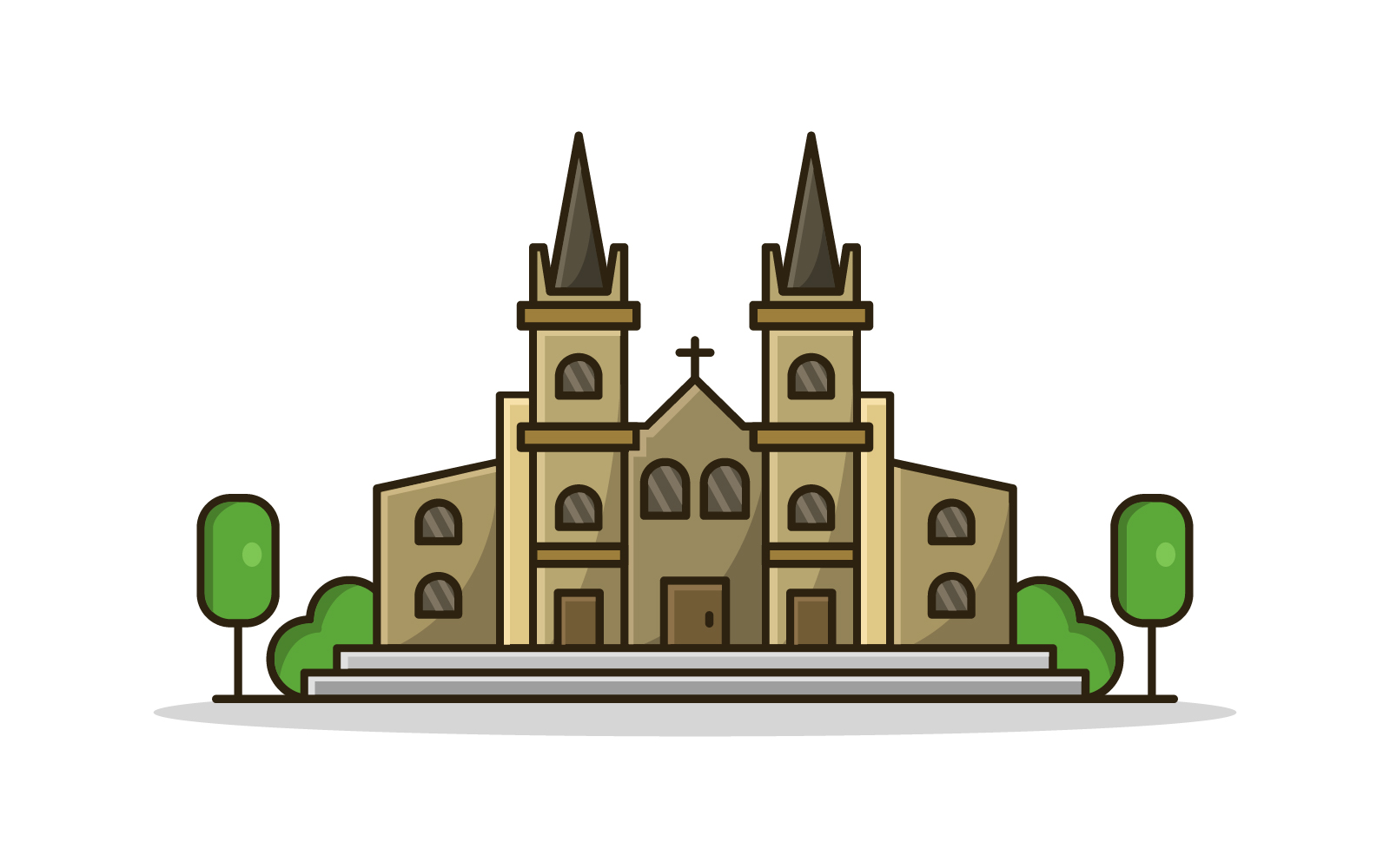 Vectorized church on a white background