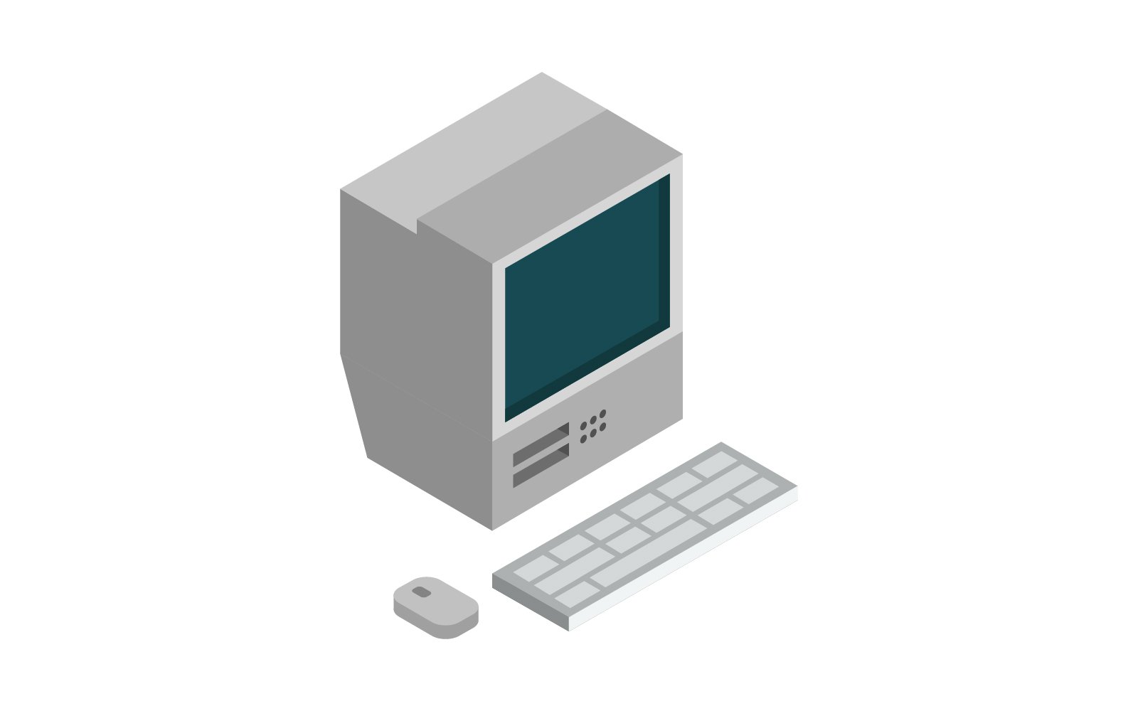 Isometric retro computer on white background