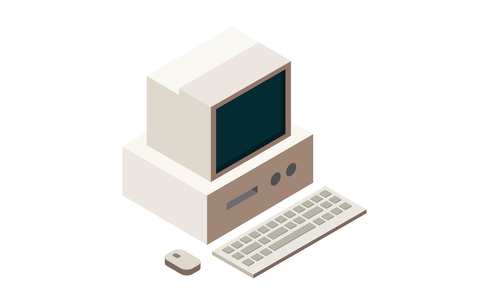 Isometric retro computer on  background