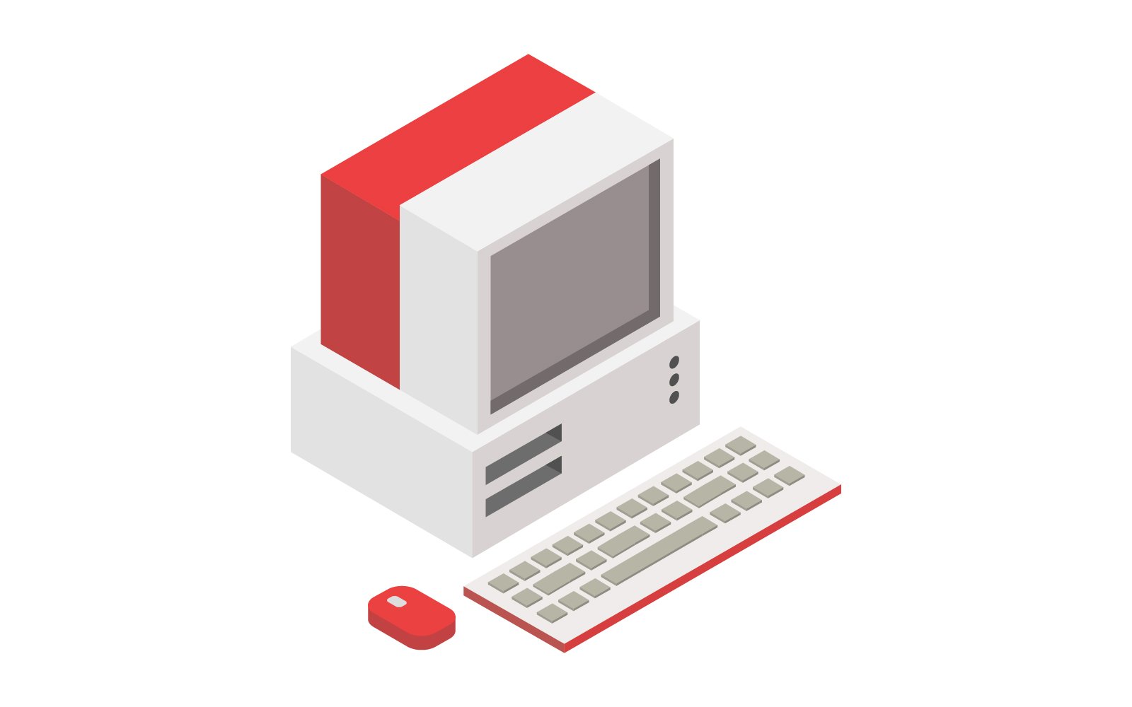 Isometric retro computer on white