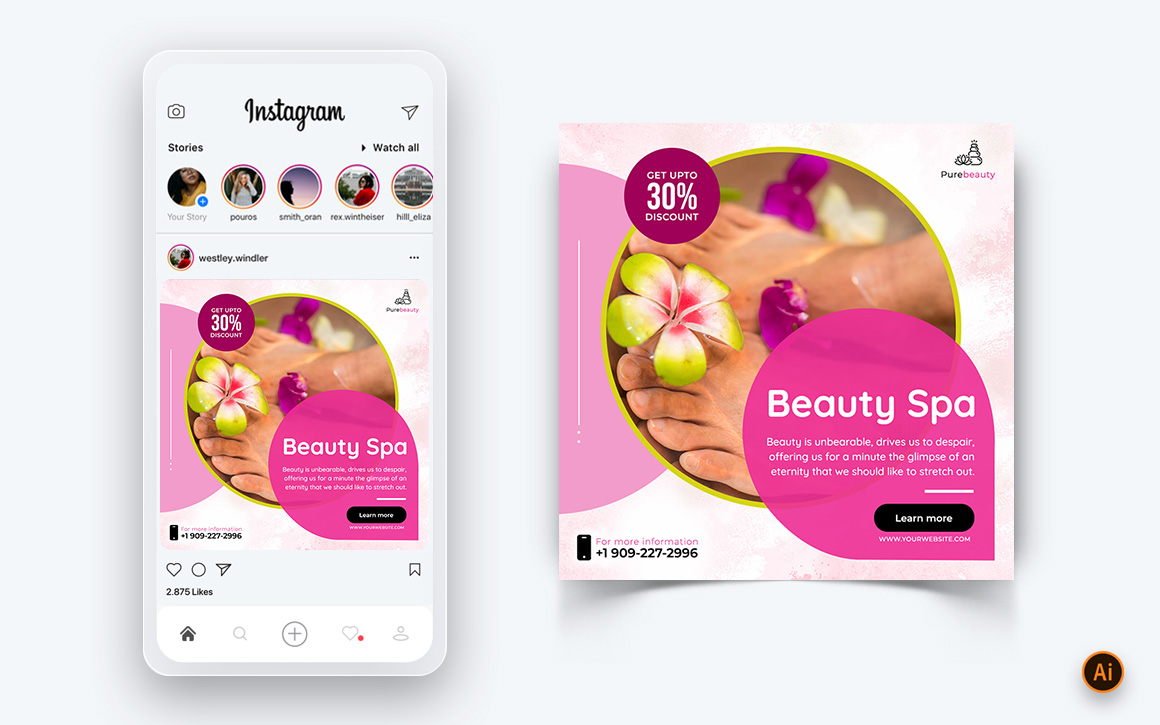 Beauty Salon and Spa Social Media Post Design Template-44