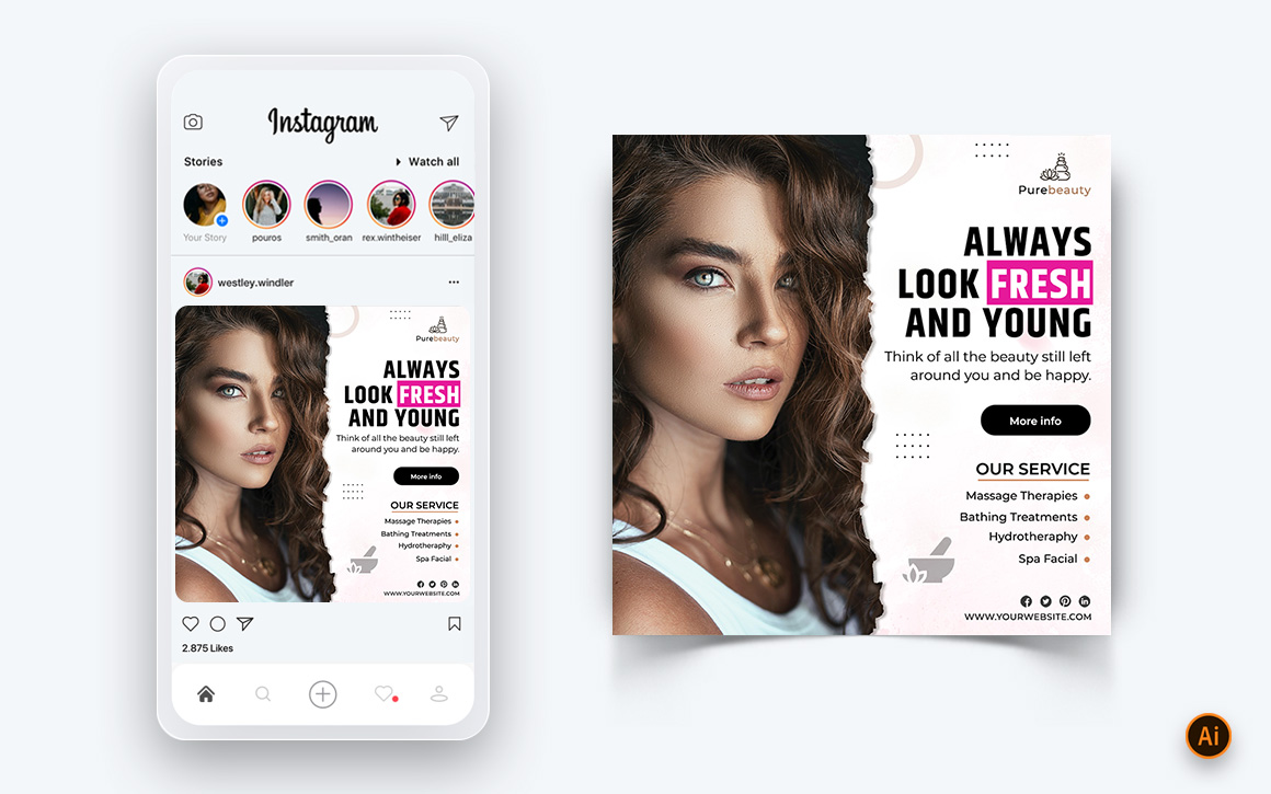 Beauty Salon and Spa Social Media Post Design Template-49