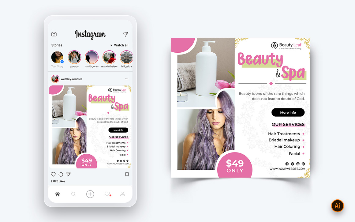 Beauty Salon and Spa Social Media Post Design Template-58