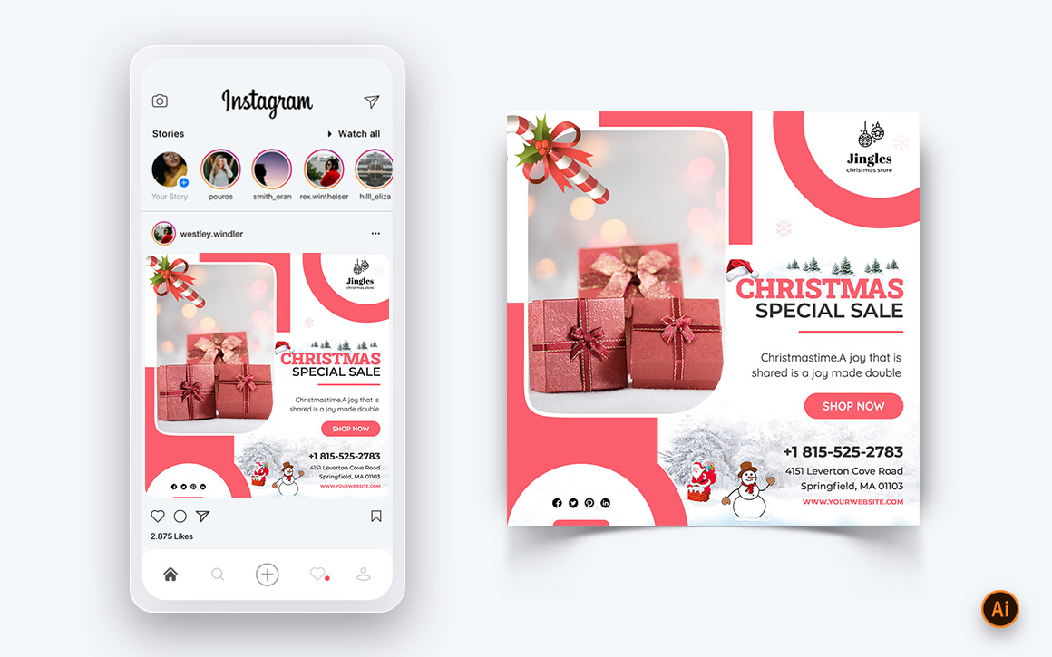 Christmas Offer Sale Celebration Social Media Post Design-12