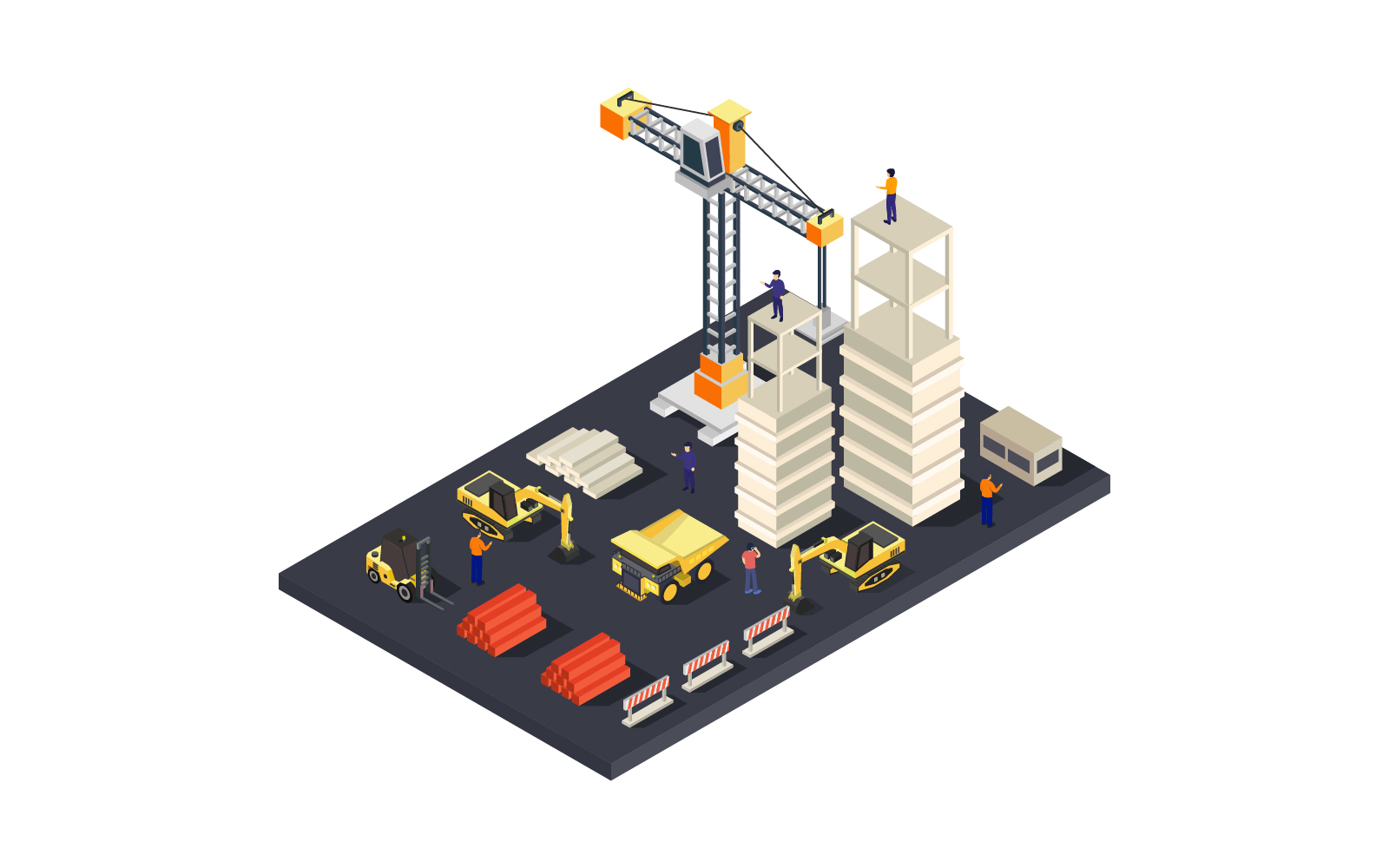 Building under construction isometric